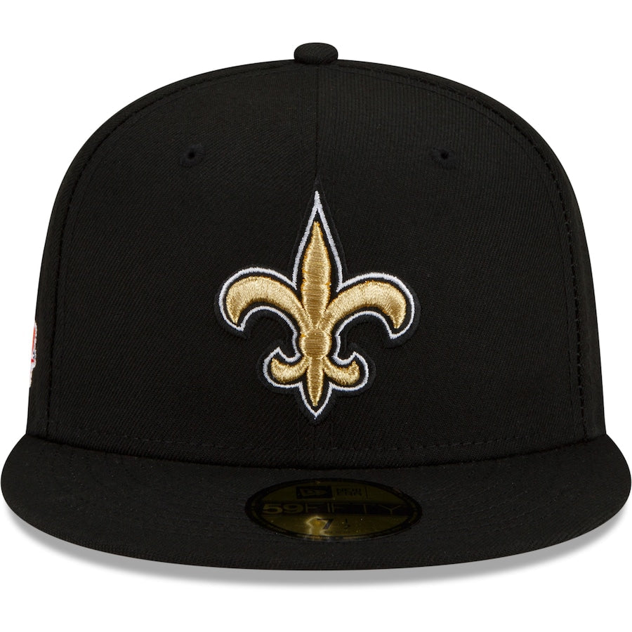 Men’s New Era Black New Orleans Saints Patch Up Super Bowl XLIV 59FIFTY Fitted Hat