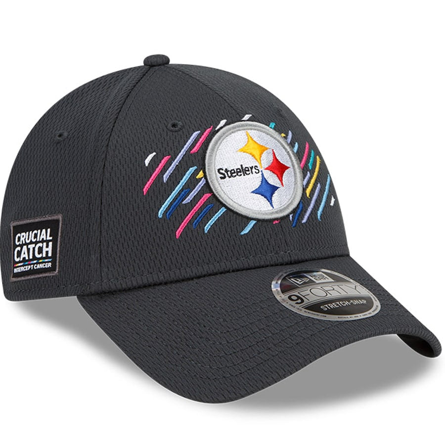 Men’s New Era Charcoal Pittsburgh Steelers 2021 NFL Crucial Catch 9FORTY Adjustable Hat