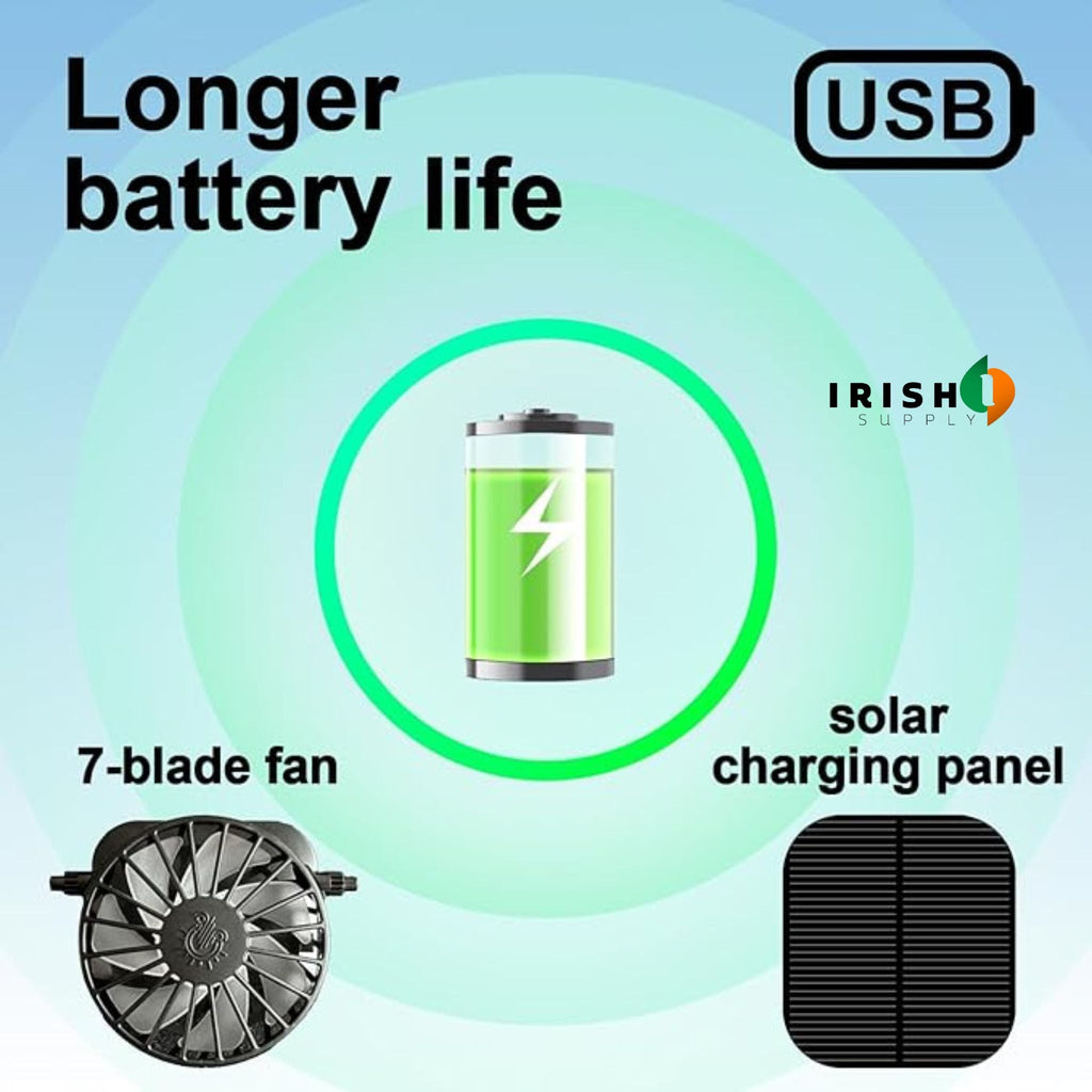 Solar Powered Wide Brim Fan Hat – Black
