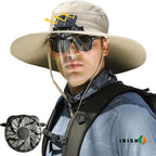 Solar Powered Wide Brim Fan Hat – Black