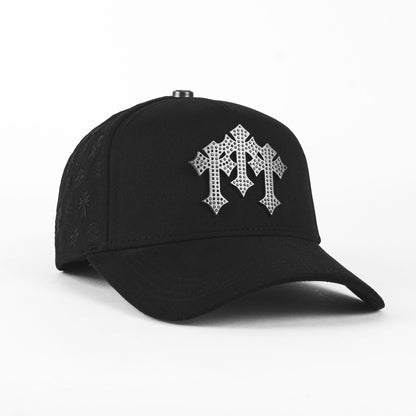 Barbas Hats CRUCES CHROME BLACKOUT BLK VISOR SUEDE