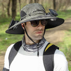 Solar Powered Fan Hat with Two Fans –  Camo Green Sun Hat