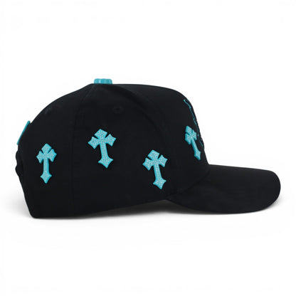BARBAS HATS HEAVEN CYAN CROSSES BLACK