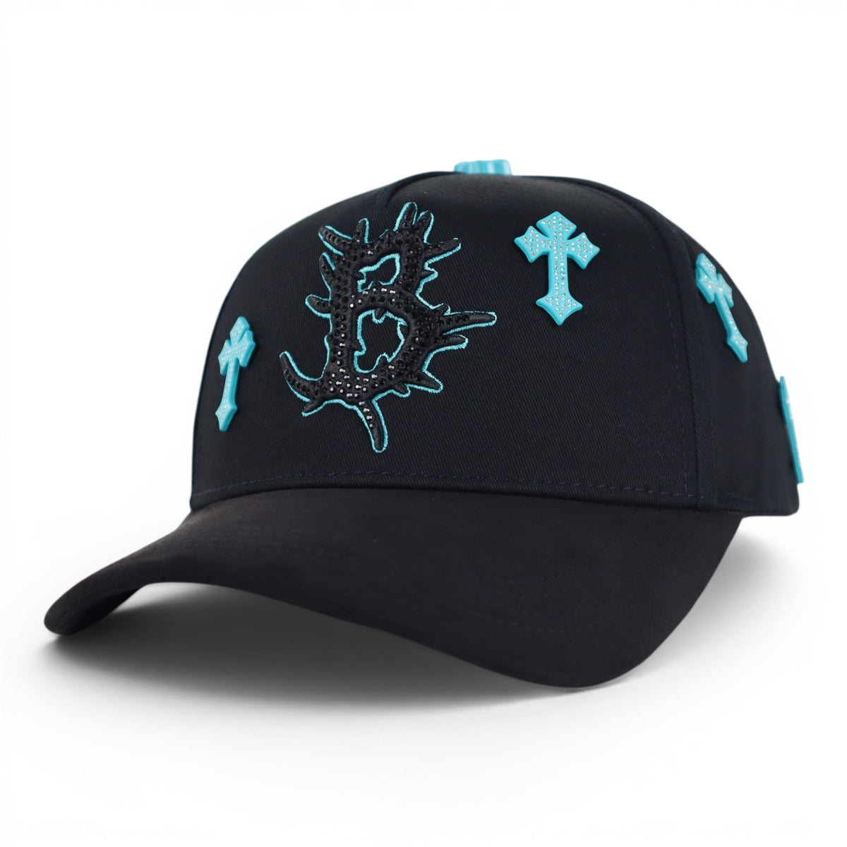 BARBAS HATS HEAVEN CYAN CROSSES BLACK