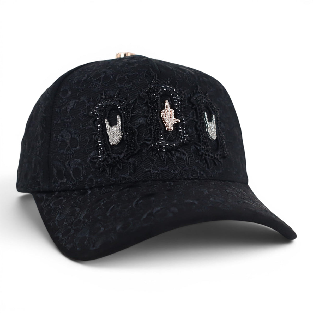 BARBAS HATS BBB HAND SKULL CRYSTALS NEGRA