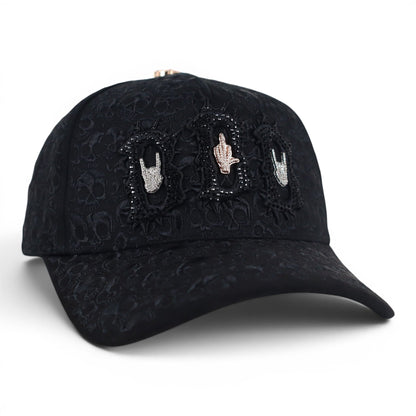 BARBAS HATS BBB HAND SKULL CRYSTALS NEGRA