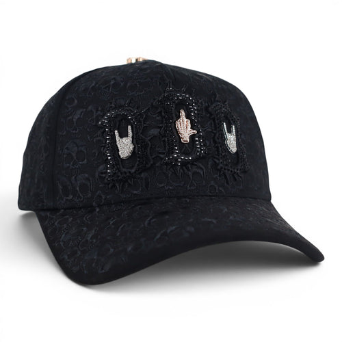 BARBAS HATS BBB HAND SKULL CRYSTALS NEGRA