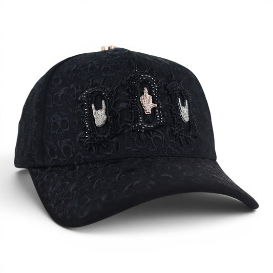 BARBAS HATS BBB HAND SKULL CRYSTALS NEGRA