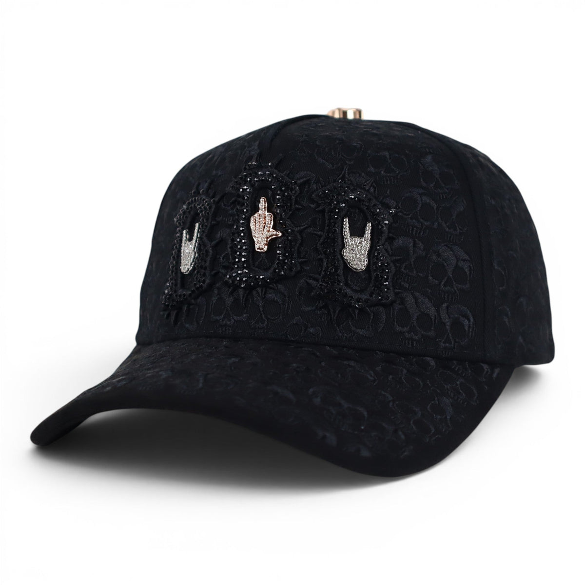 BARBAS HATS BBB HAND SKULL CRYSTALS NEGRA