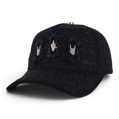 BARBAS HATS BBB HAND SKULL CRYSTALS NEGRA