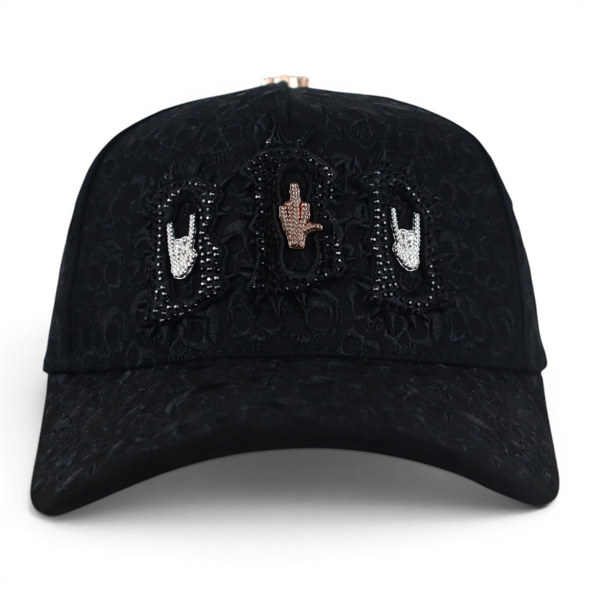 BARBAS HATS BBB HAND SKULL CRYSTALS NEGRA
