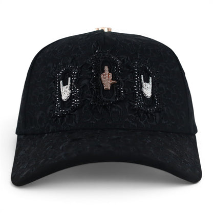 BARBAS HATS BBB HAND SKULL CRYSTALS NEGRA
