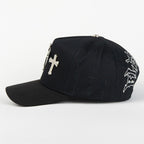 Caps Fans 3 Cruces Silver Black / Visor Suede Snapback