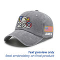 Grey Personalized 250th Anniversary Washed Cap with Embroidered American Flag