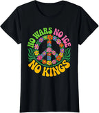 No Wars No ICE No Kings Retro Vintage Floral Ladies’ Crewneck T-Shirt