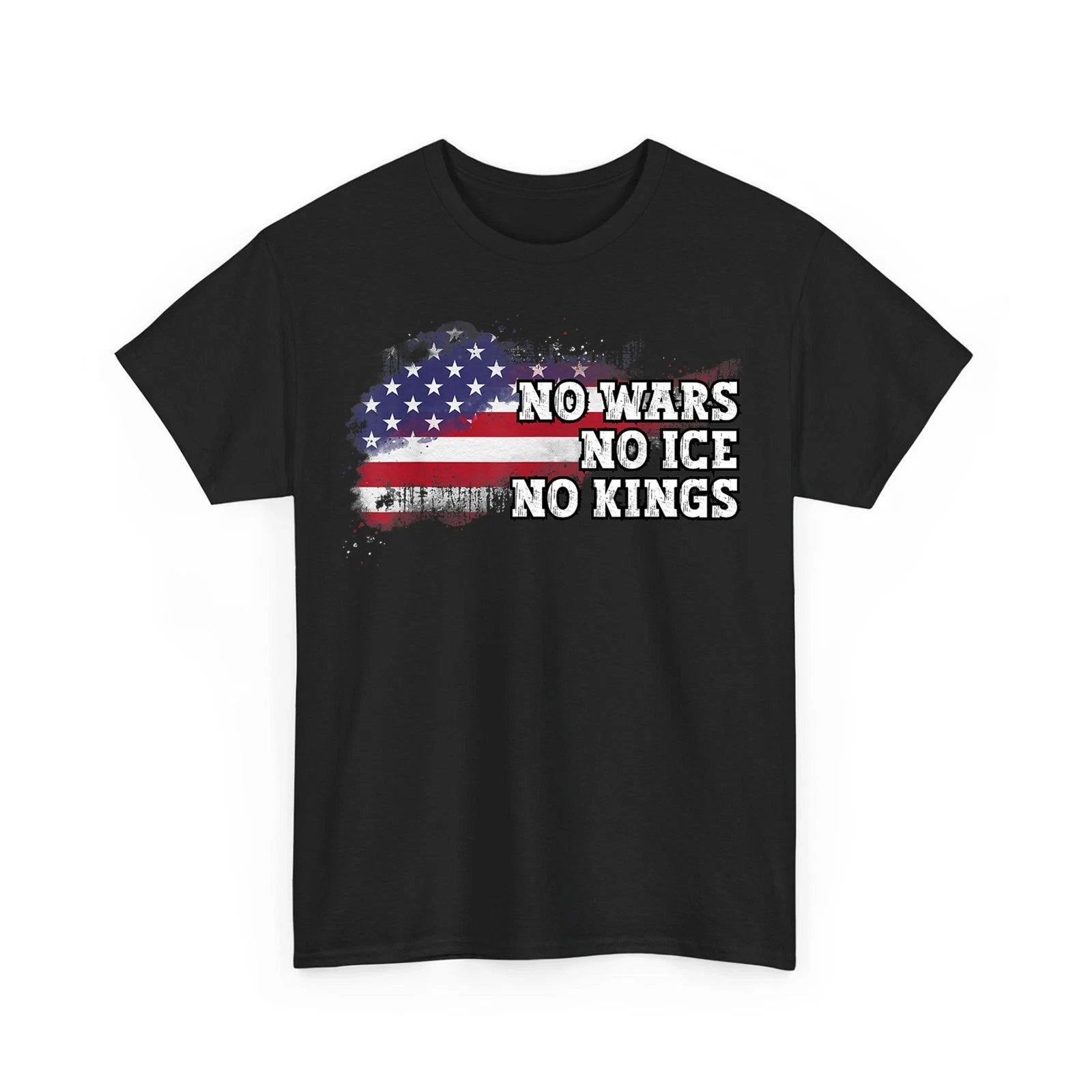 No Kings No ICE No Wars Patriotic American Flag Vintage Unisex T-Shirt