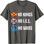 No Kings No ICE No Wars Protest Message Unisex T-Shirt