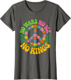 No Wars No ICE No Kings Retro Vintage Floral Ladies’ Crewneck T-Shirt