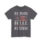 No Kings No Wars No ICE T-Shirt Patriotic American Flag Retro Unisex T-Shirt