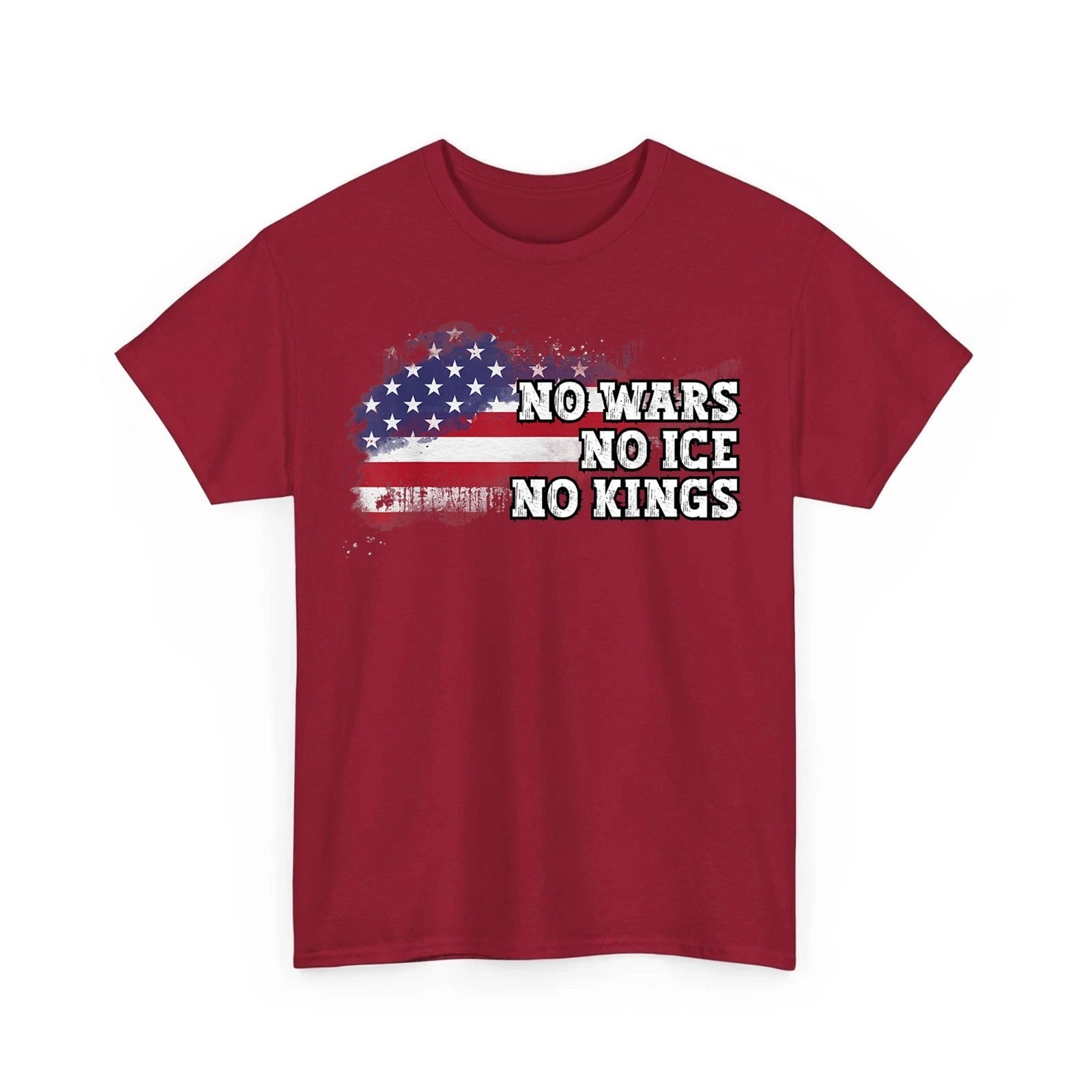 No Kings No ICE No Wars Patriotic American Flag Vintage Unisex T-Shirt