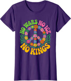 No Wars No ICE No Kings Retro Vintage Floral Ladies’ Crewneck T-Shirt