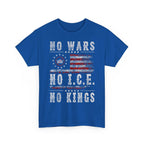 No Kings No Wars No ICE T-Shirt Patriotic American Flag Retro Unisex T-Shirt