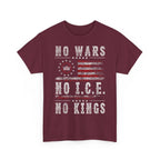 No Kings No Wars No ICE T-Shirt Patriotic American Flag Retro Unisex T-Shirt