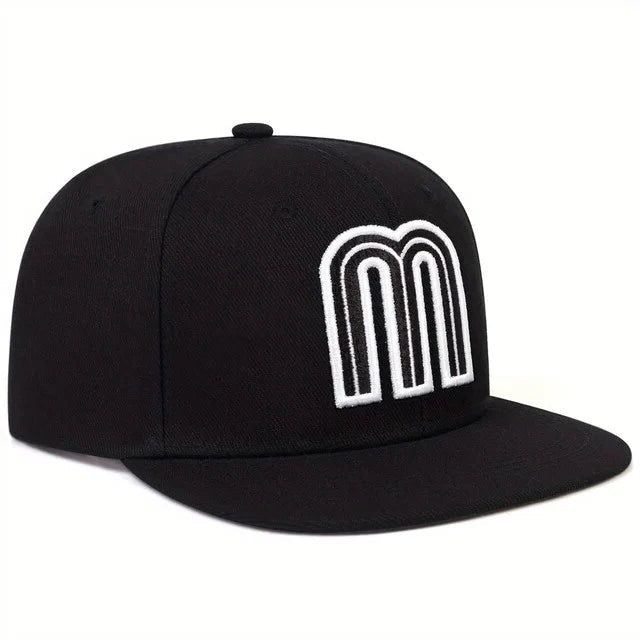 Mexico Baseball Cap Letter M With Embroidered Flag Flat Brim Snapback