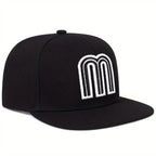 Mexico Baseball Cap Letter M With Embroidered Flag Flat Brim Snapback