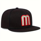 Mexico Baseball Cap Letter M With Embroidered Flag Flat Brim Snapback