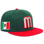 Mexico Baseball Cap Letter M With Embroidered Flag Flat Brim Snapback
