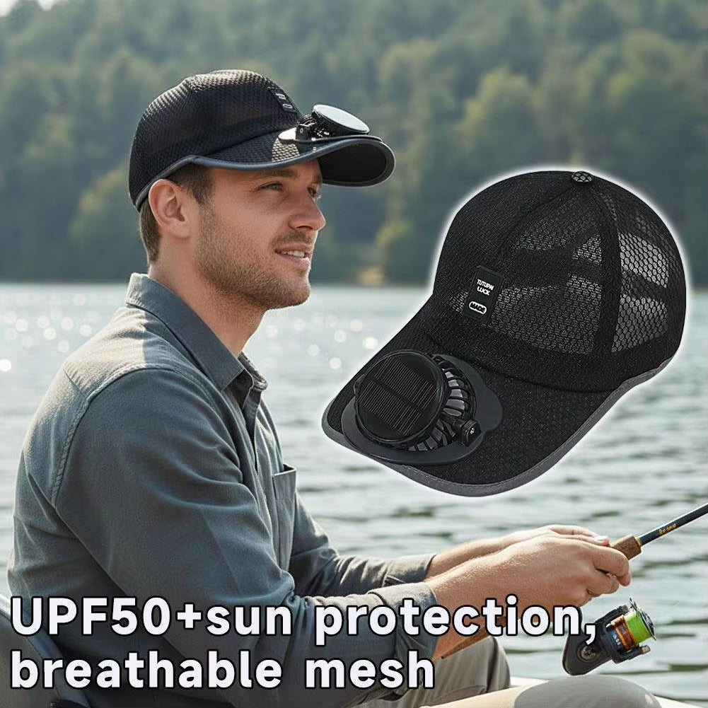 Summer Breathable Mesh Solar Fan Cap