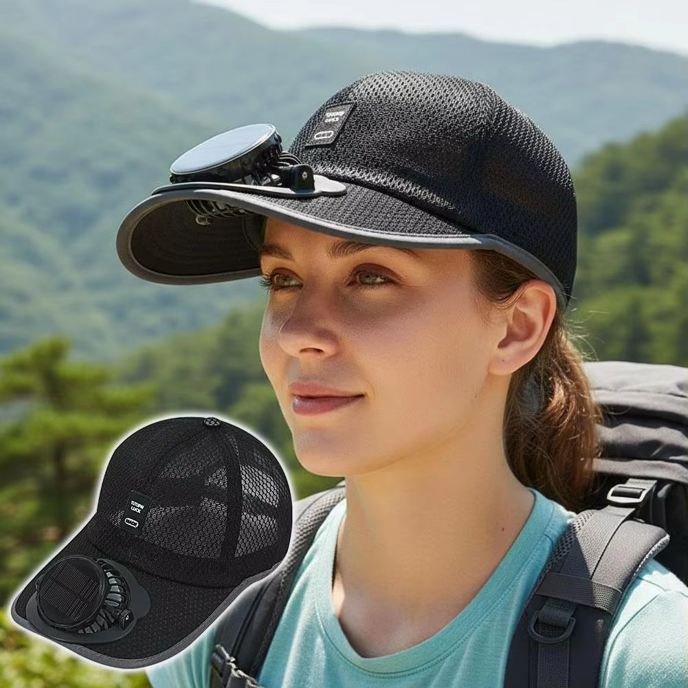 Summer Breathable Mesh Solar Fan Cap