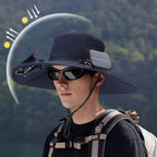 Solar Powered Wide Brim Fan Hat – Navy