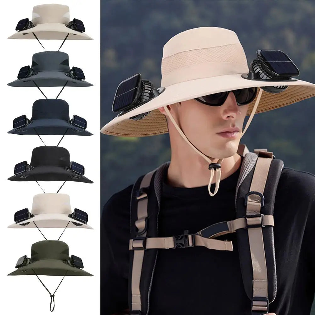 Solar-powered Fan Hat With Two Fans For Men And Women