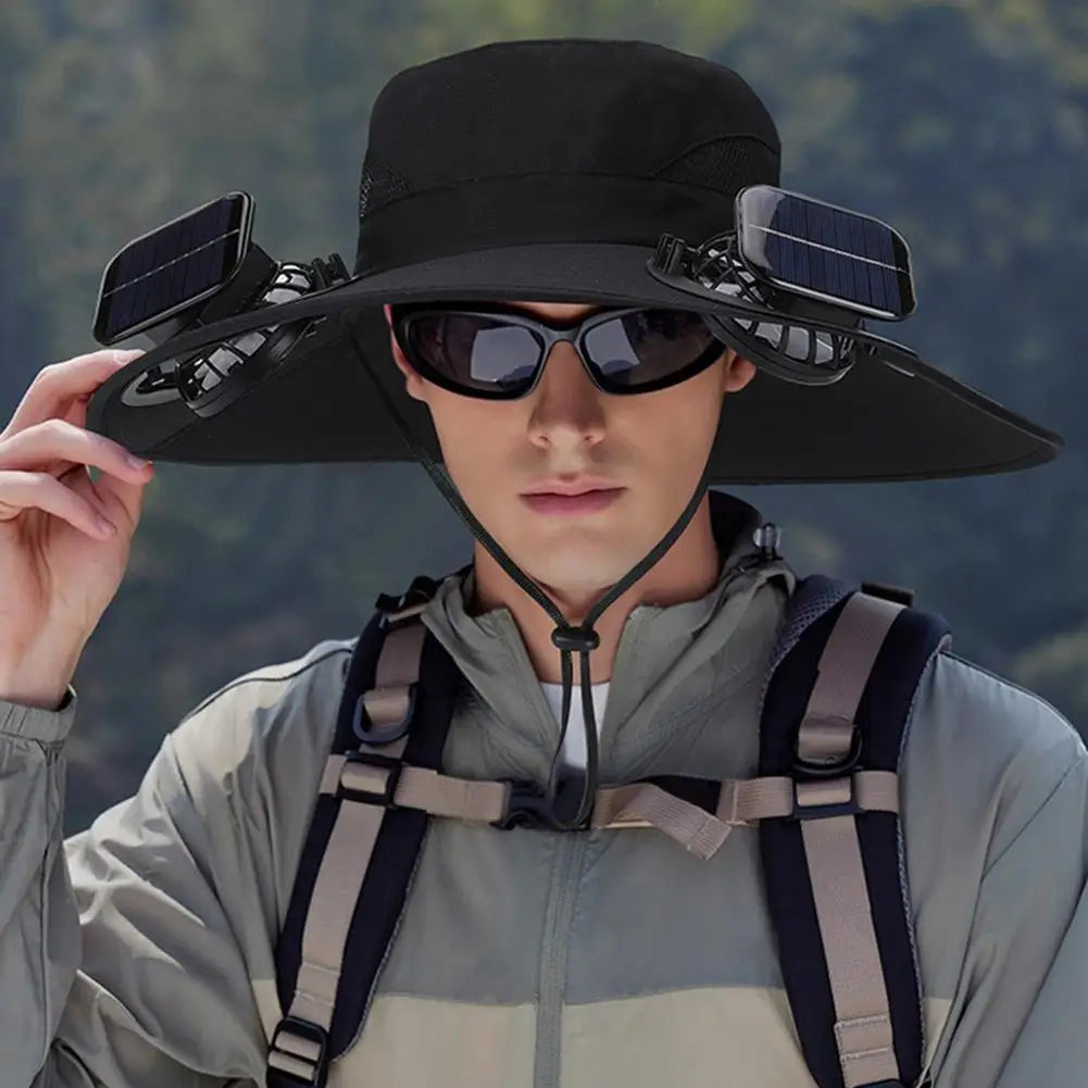 Solar-powered Fan Hat With Two Fans For Men And Women