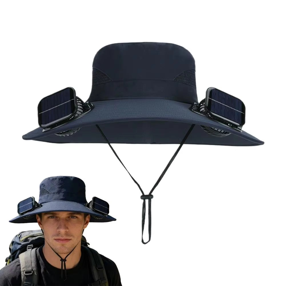 Solar-powered Fan Hat With Two Fans For Men And Women