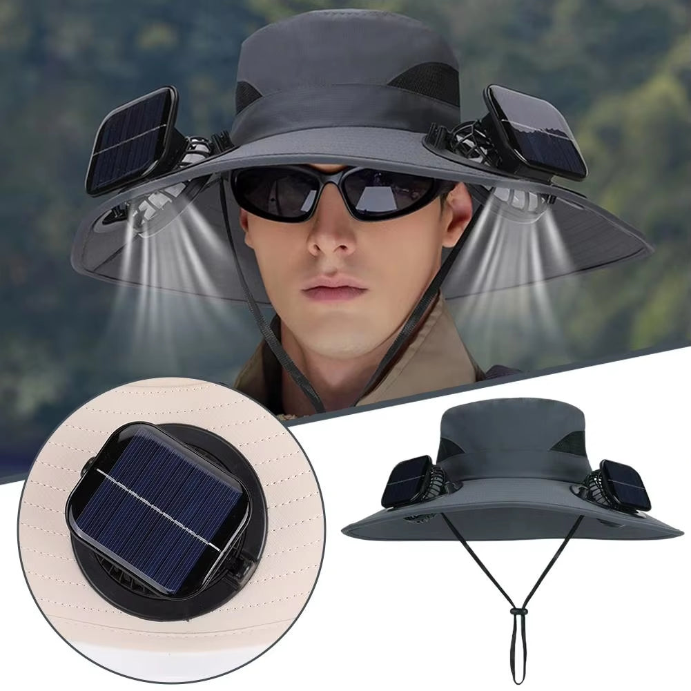 Solar-powered Fan Hat With Two Fans For Men And Women