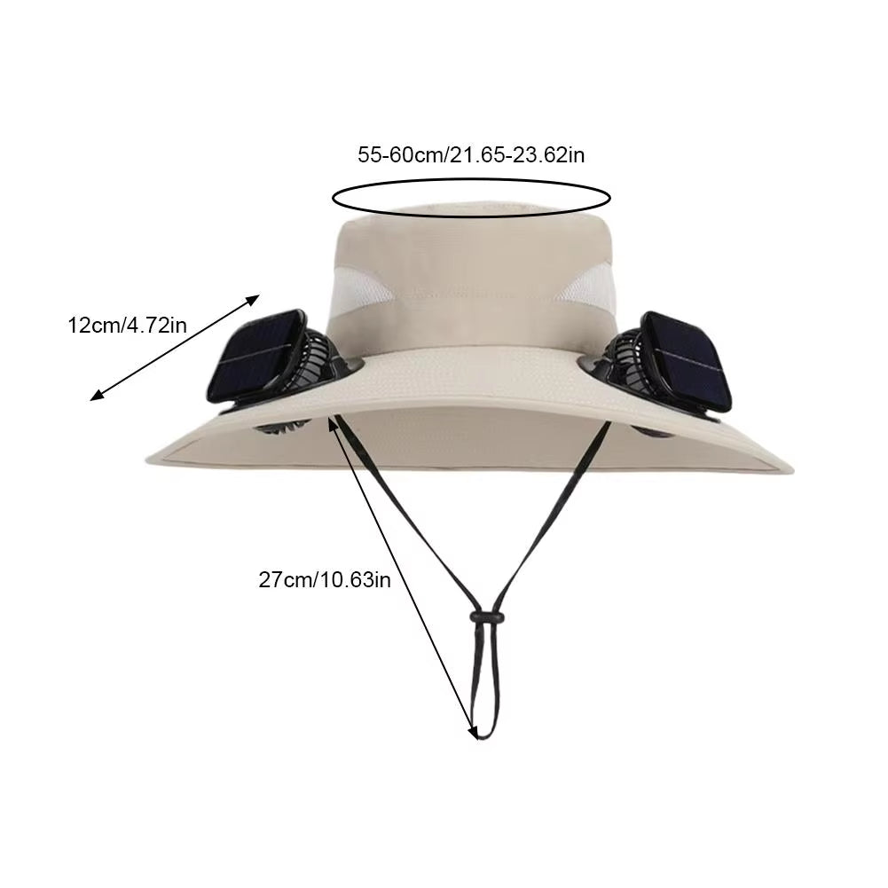 Solar-powered Fan Hat With Two Fans For Men And Women