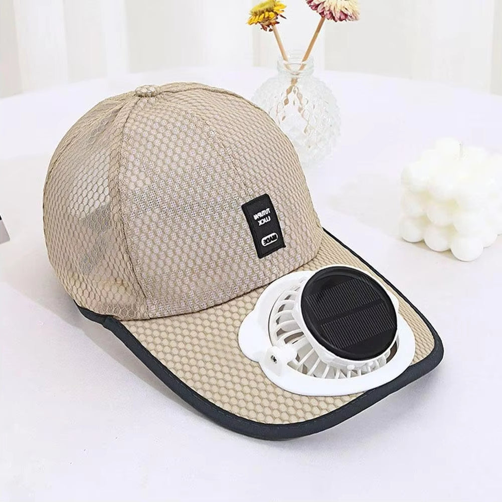 Summer Breathable Mesh Solar Fan Cap