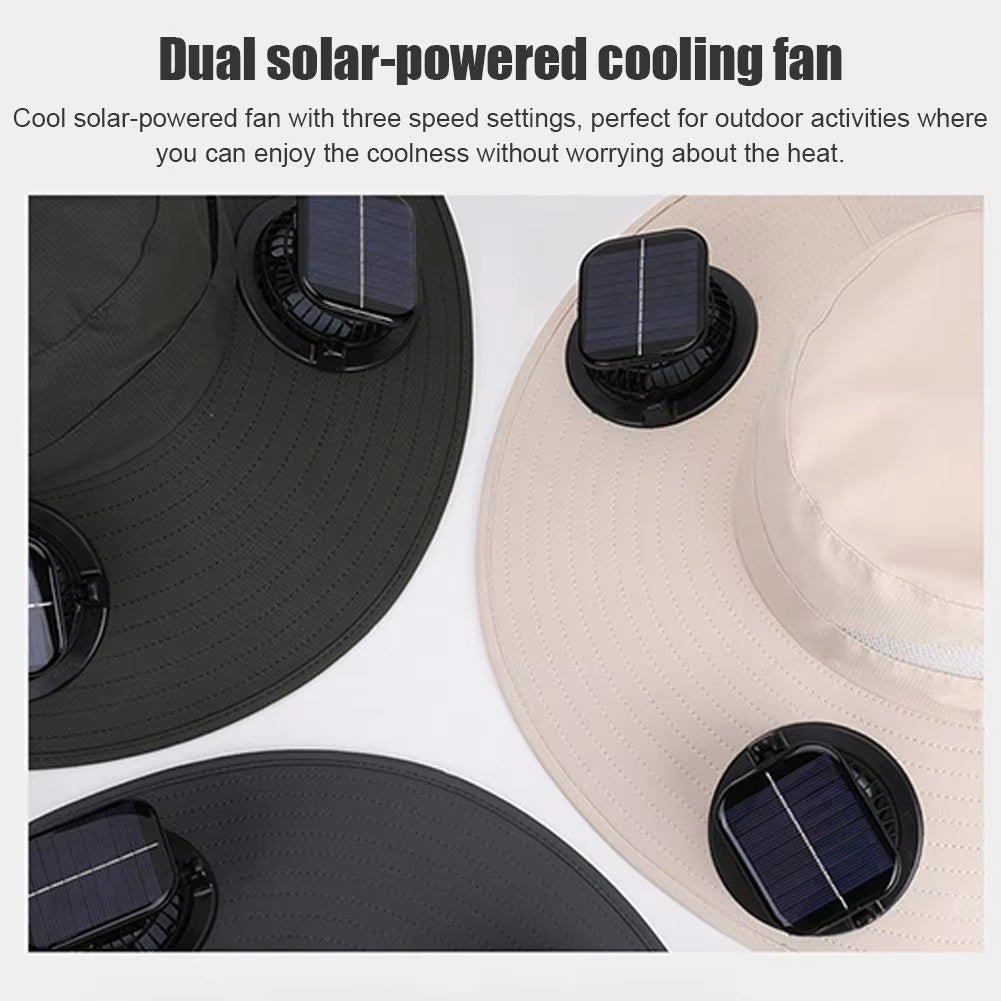 Solar-powered Fan Hat With Two Fans For Men And Women