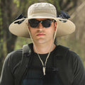 Solar Powered Fan Hat with Two Fans –  Khaki Sun Hat