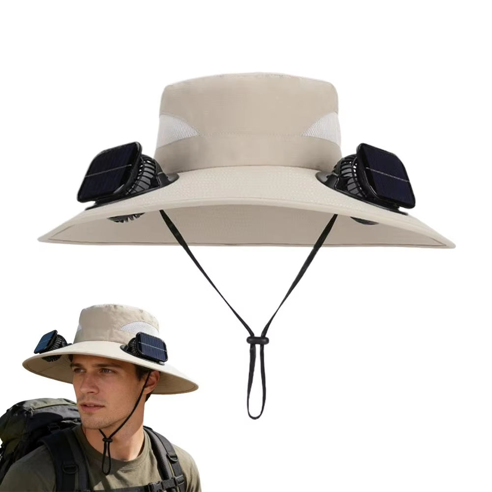 Solar-powered Fan Hat With Two Fans For Men And Women
