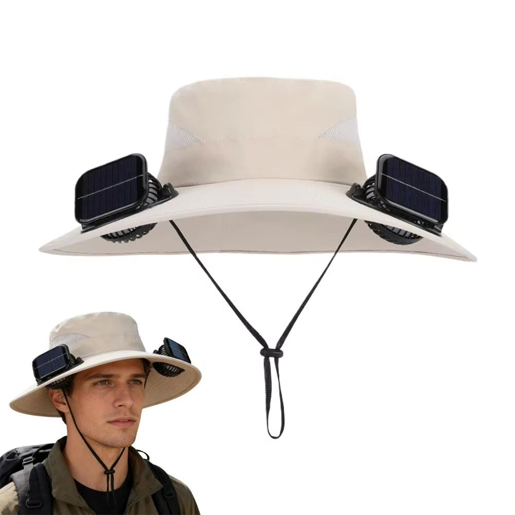 Solar-powered Fan Hat With Two Fans For Men And Women