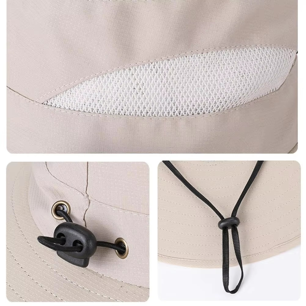 Solar Powered Fan Hat with Two Fans –  Beige Sun Hat