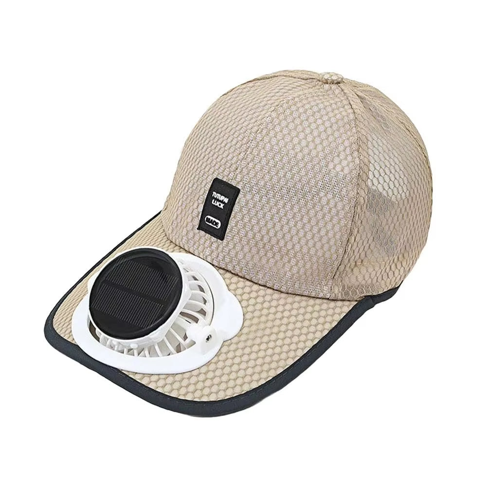 Summer Breathable Mesh Solar Fan Cap