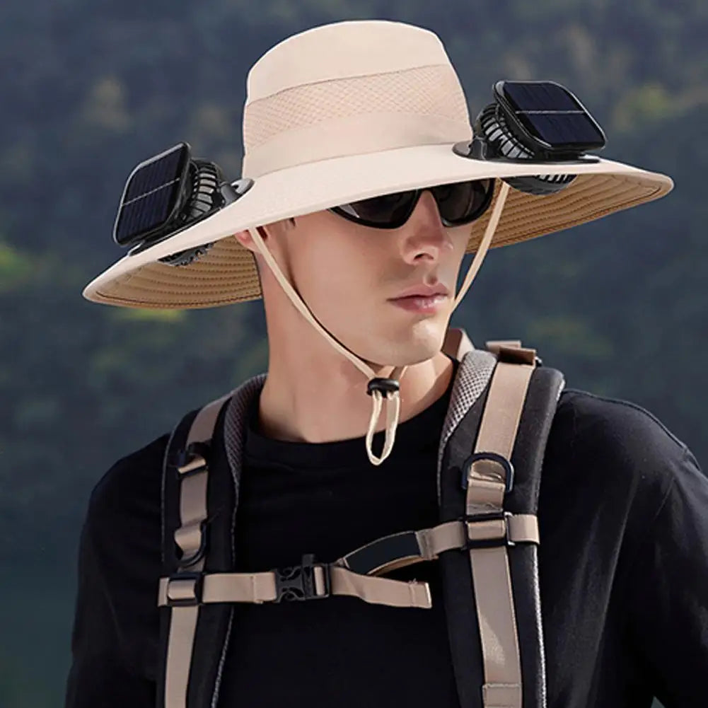 Solar-powered Fan Hat With Two Fans For Men And Women