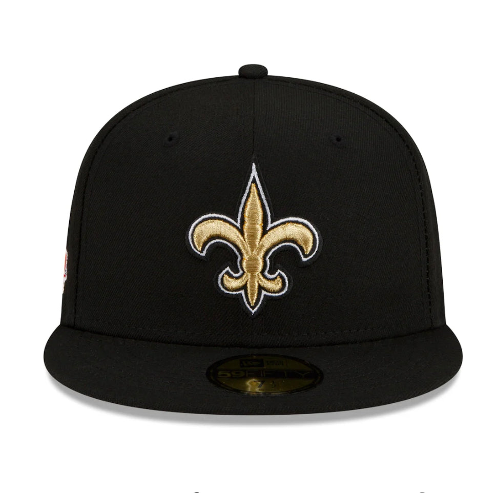Men’s New Era Black New Orleans Saints Patch Up Super Bowl XLIV 59FIFTY Fitted Hat