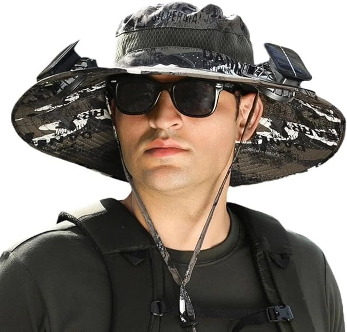 Solar Powered Fan Hat with Two Fans –  Camo Sun Hat