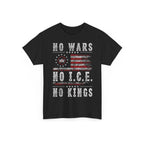 No Kings No Wars No ICE T-Shirt Patriotic American Flag Retro Unisex T-Shirt